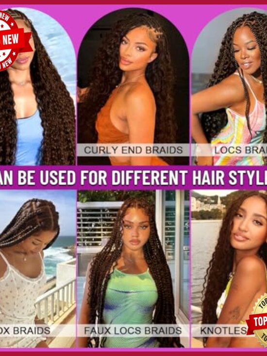 20 Inch Deep Wave Human Hair Extensions for Boho Braids No Weft main image 5